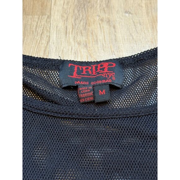 TRIPP NYC Sheer Black Mesh Short Sleeve Top M - Picture 4 of 6